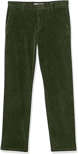 Mens Corduroy Pants Casual Flat Front Straight Leg Trousers Fall Winter Oversized Loose Fit Dress Pants with Pockets
