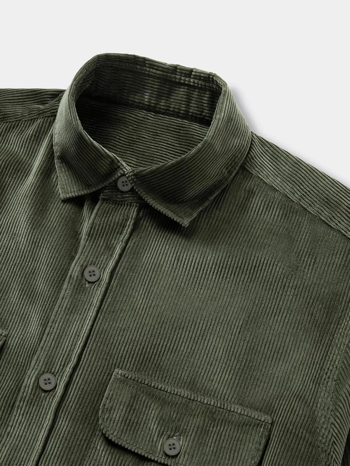 Men's Corduroy Shirt Fall Button Down Shirts Long Sleeve Jackets Casual Shacket with Flap Pockets