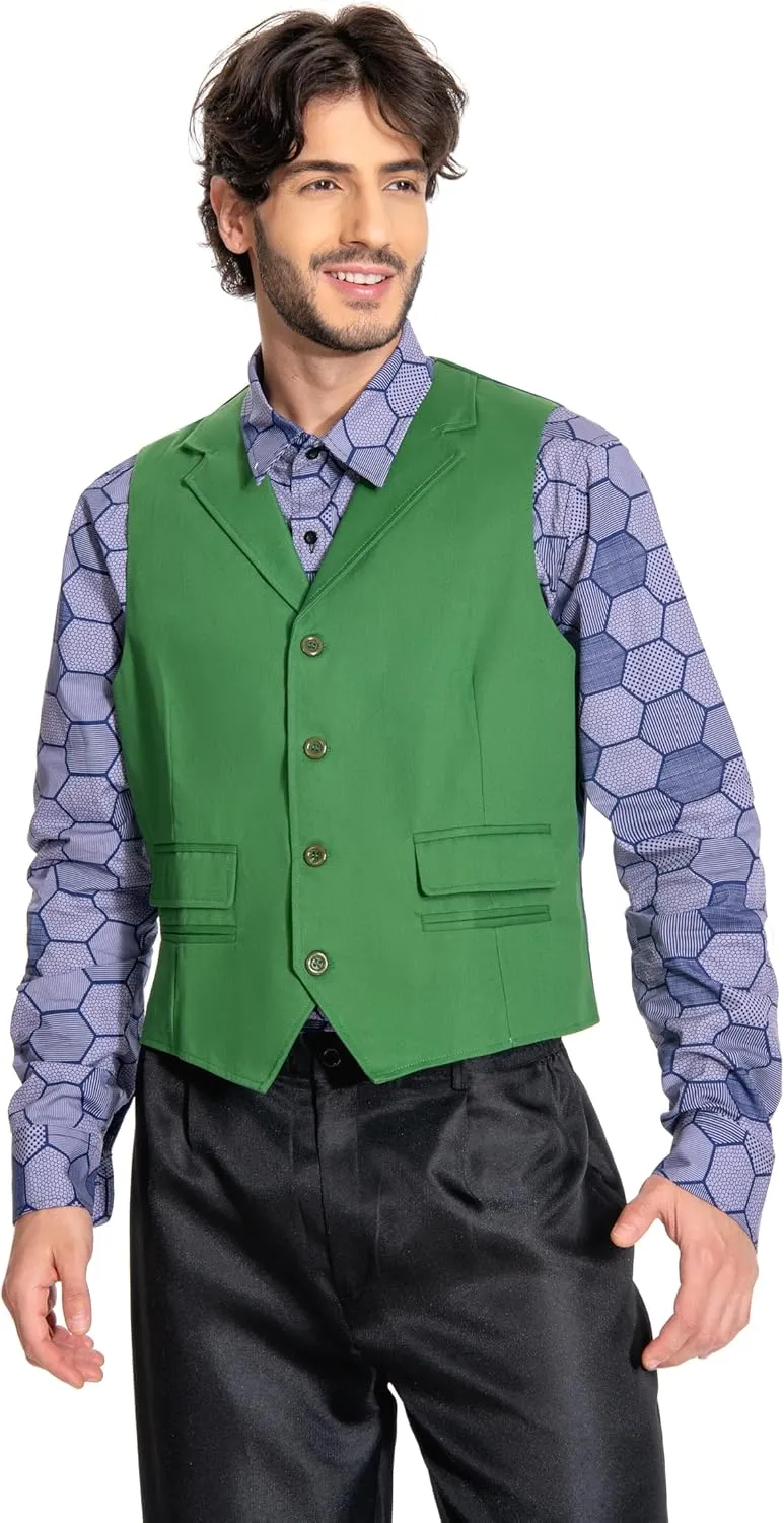Mens Dark Knight Clown Costume Shirt Vest Dark Knight Cosplay Outfit Suit Fancy Dress Up