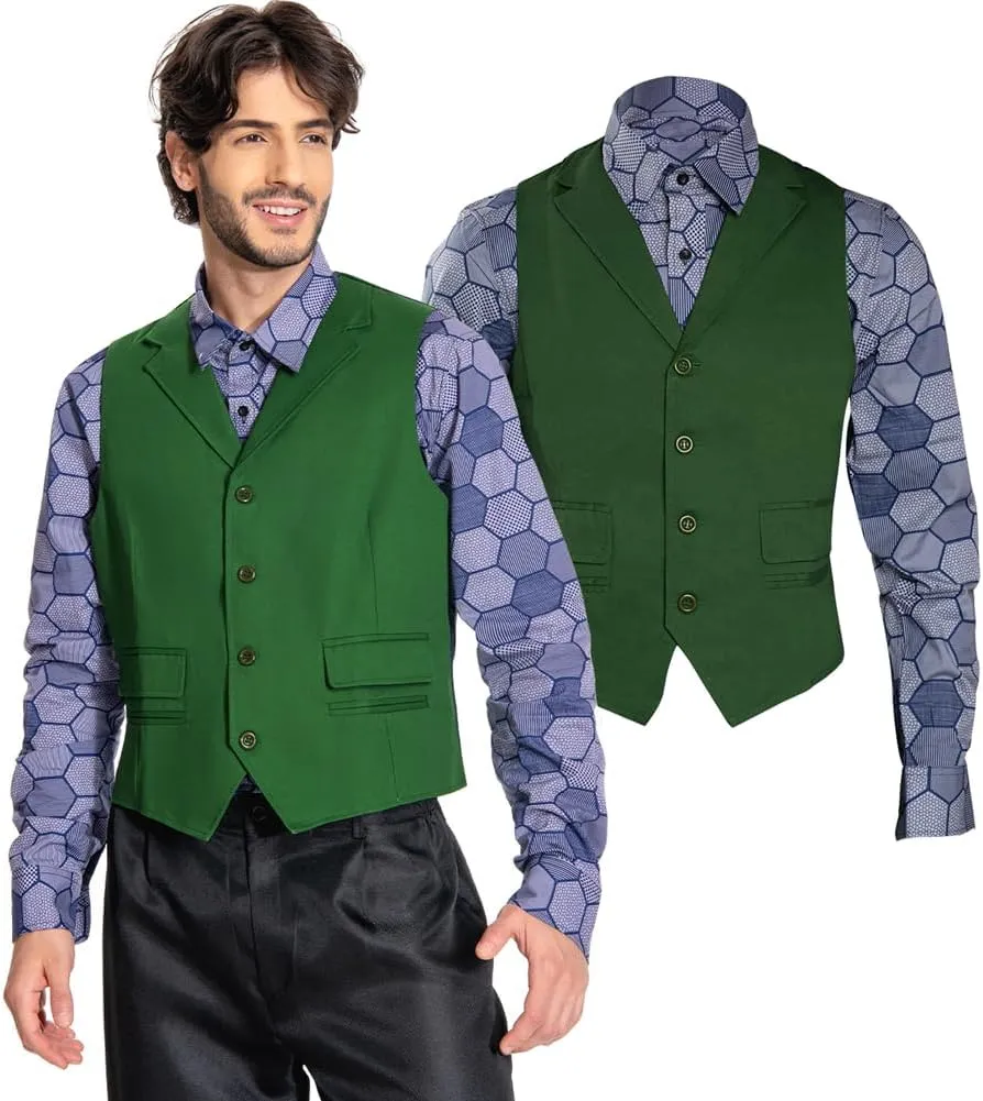 Mens Dark Knight Clown Costume Shirt Vest Dark Knight Cosplay Outfit Suit Fancy Dress Up