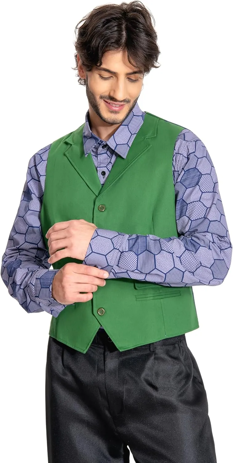 Mens Dark Knight Clown Costume Shirt Vest Dark Knight Cosplay Outfit Suit Fancy Dress Up