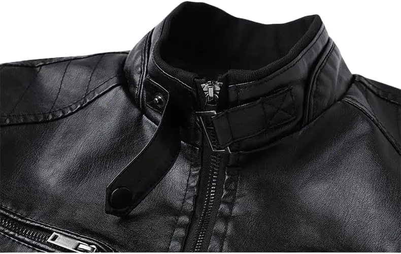 Men's Faux Leather Jacket for Fall/Winter,Men PU Jacket, outwear coat