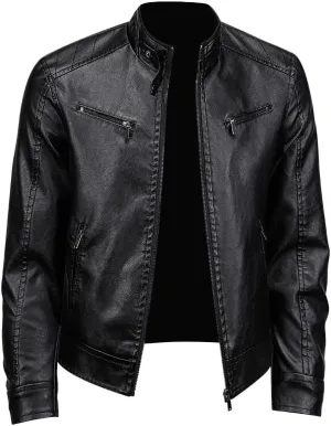 Men's Faux Leather Jacket for Fall/Winter,Men PU Jacket, outwear coat