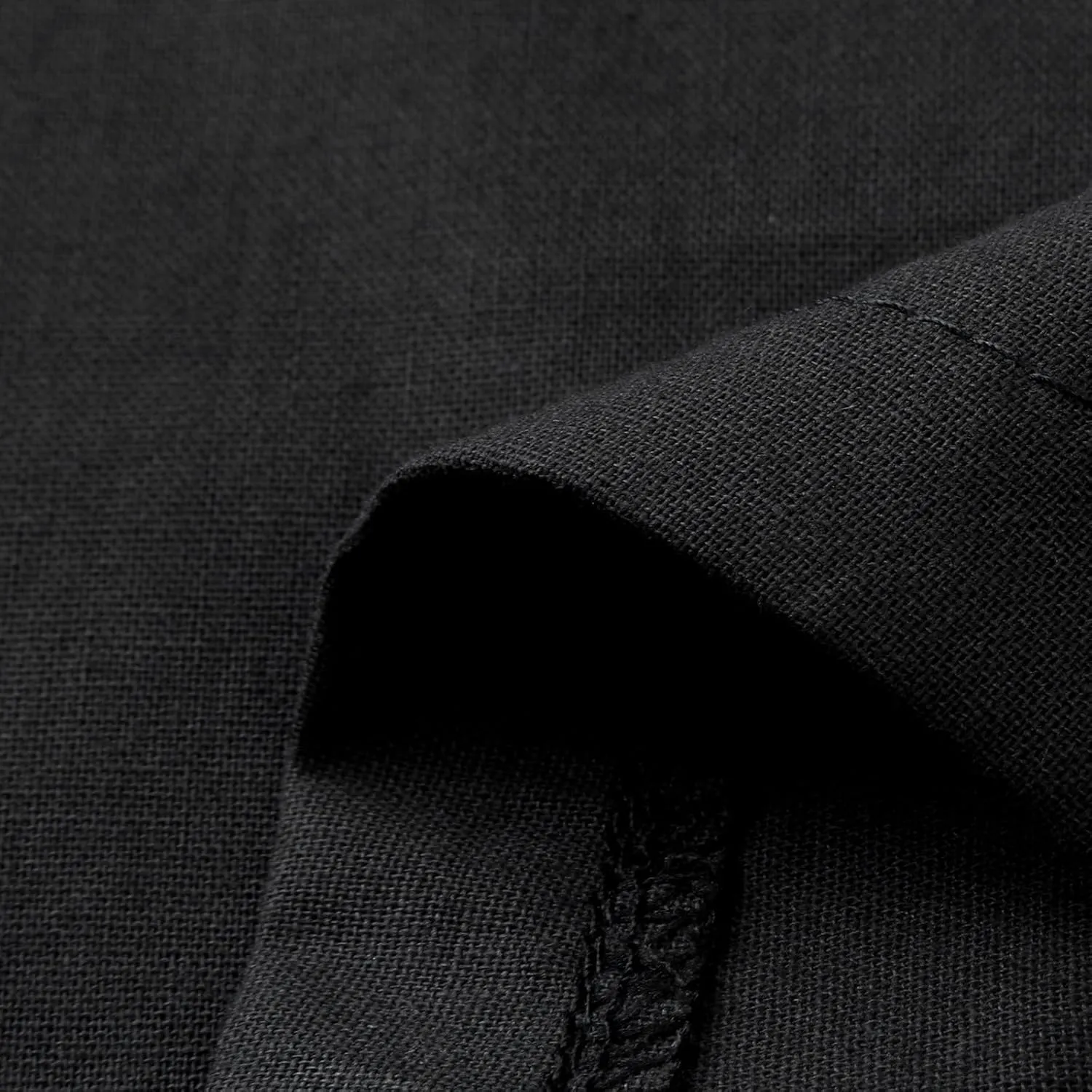 Men's Henley Shirts Loose Fit Long Sleeve Muslim Thobe Button Up Kaftan Thobe Side Split Kaftan Thobe with Pockets