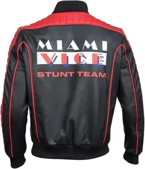Mens Miami The Vice Stunt Team The Ryan Gosling Fall Guy Biker Bomber Leather Jacket