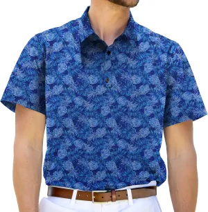Mens Moisture Wicking Regular Fit Quick Dry Performance Golf Polo Short Sleeve Shirt (US, Alpha, Small, Regular, Regular, Pineapple_Express_Blue)