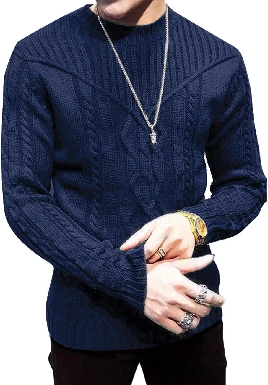 Men's Pullover Long Sleeve Crewneck Knitted Sweater