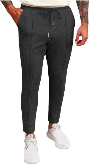 Men's Slim Fit Lightweight Athletic Joggers Hiking Sweatpants Stretch Running Track Gym Workout Pants with Pockets
