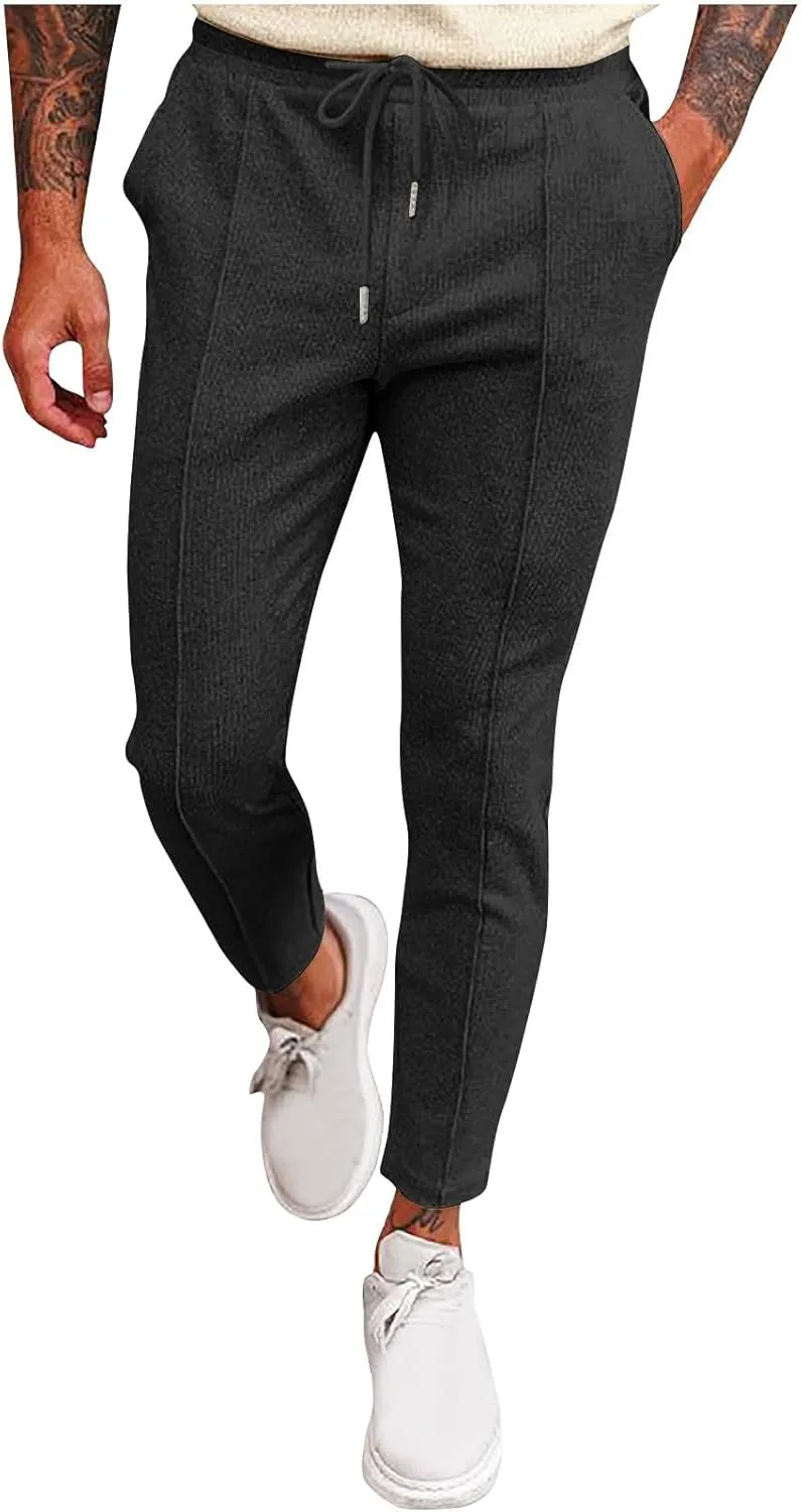 Men's Slim Fit Lightweight Athletic Joggers Hiking Sweatpants Stretch Running Track Gym Workout Pants with Pockets
