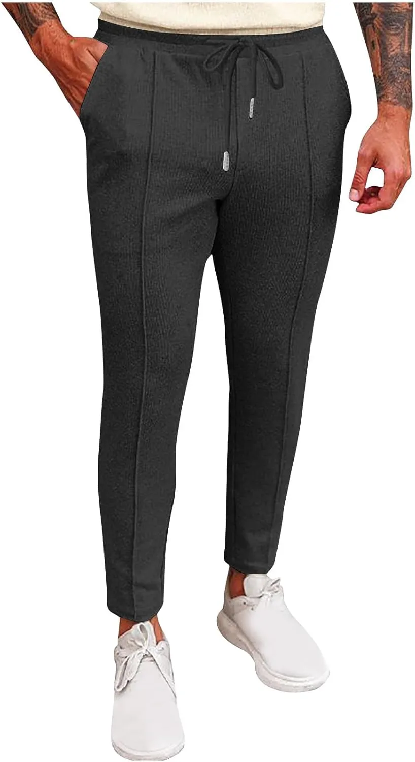 Men's Slim Fit Lightweight Athletic Joggers Hiking Sweatpants Stretch Running Track Gym Workout Pants with Pockets