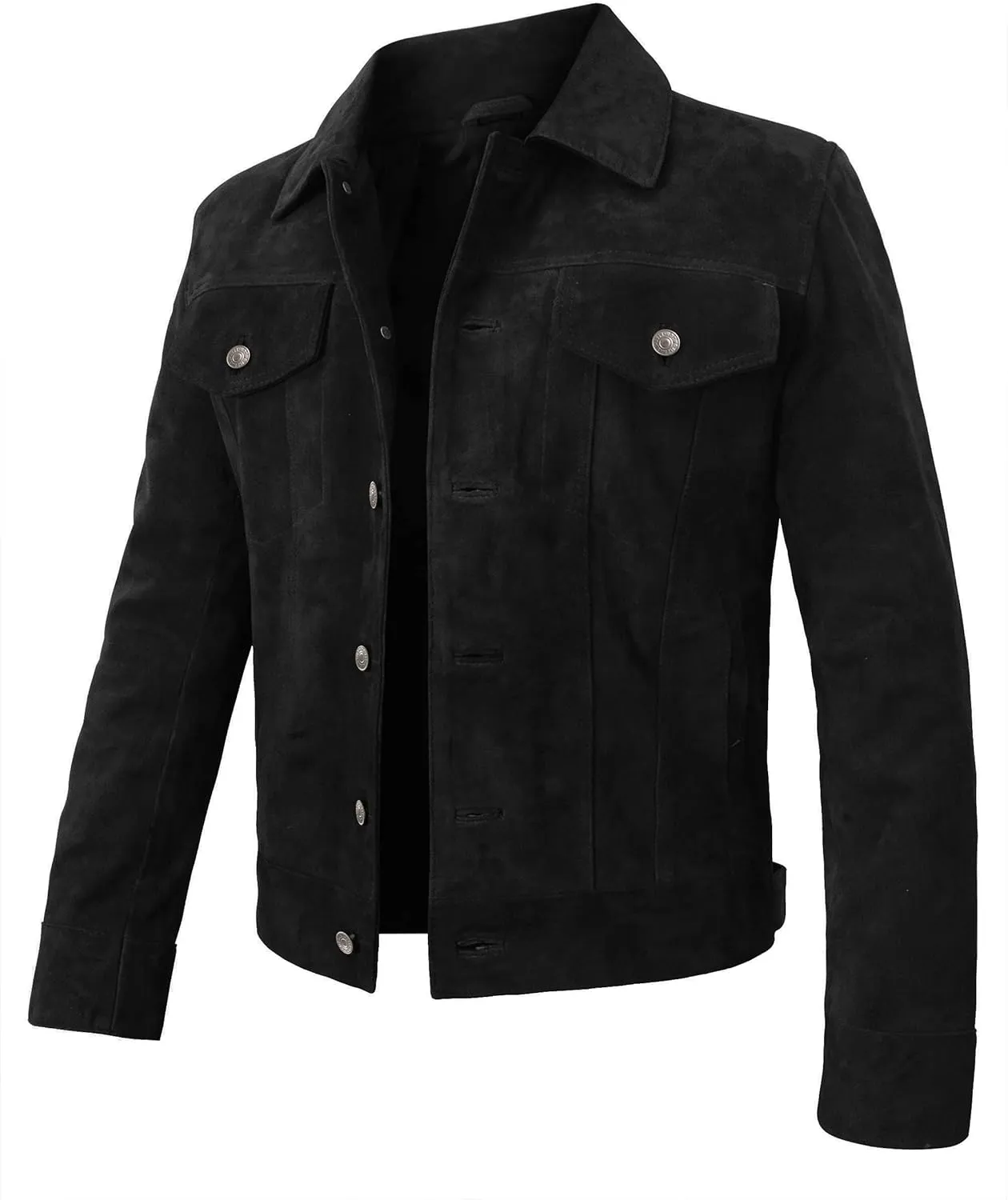 Mens Suede Leather Brown Trucker Jacket - Mens Western Cowboy Jacket Suede Leather Jacket for Men