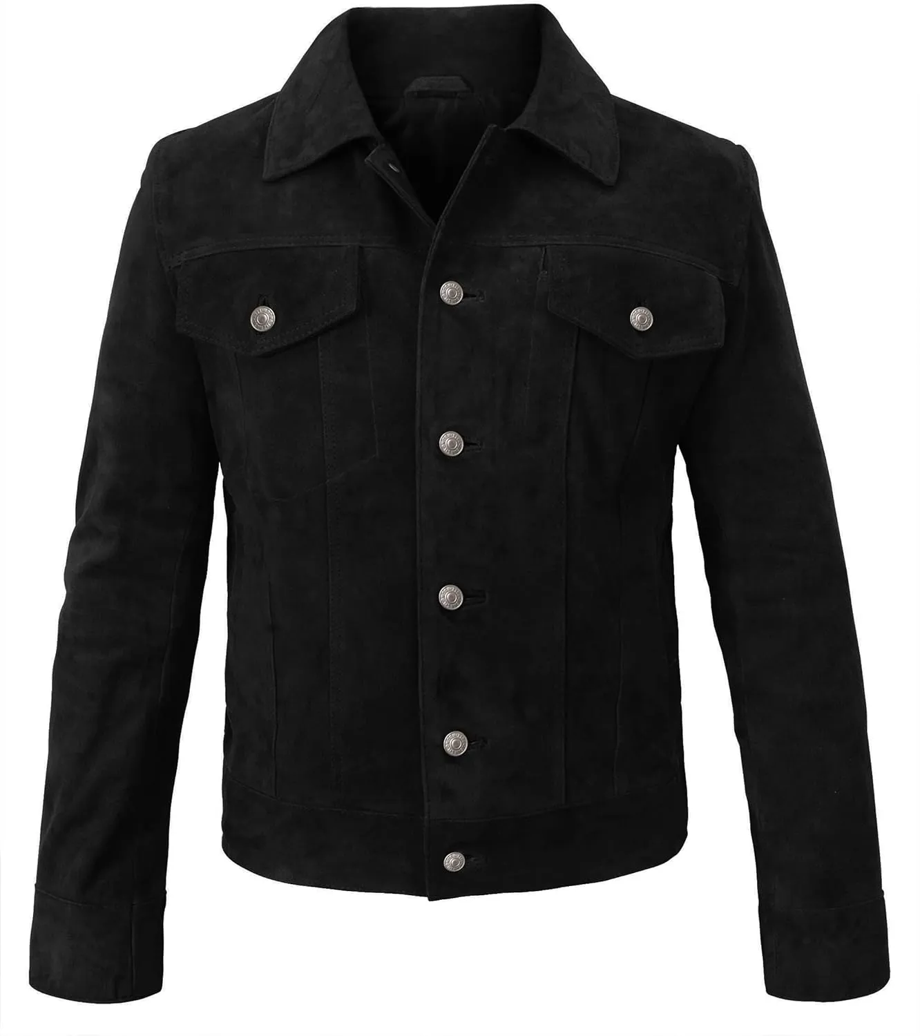 Mens Suede Leather Brown Trucker Jacket - Mens Western Cowboy Jacket Suede Leather Jacket for Men