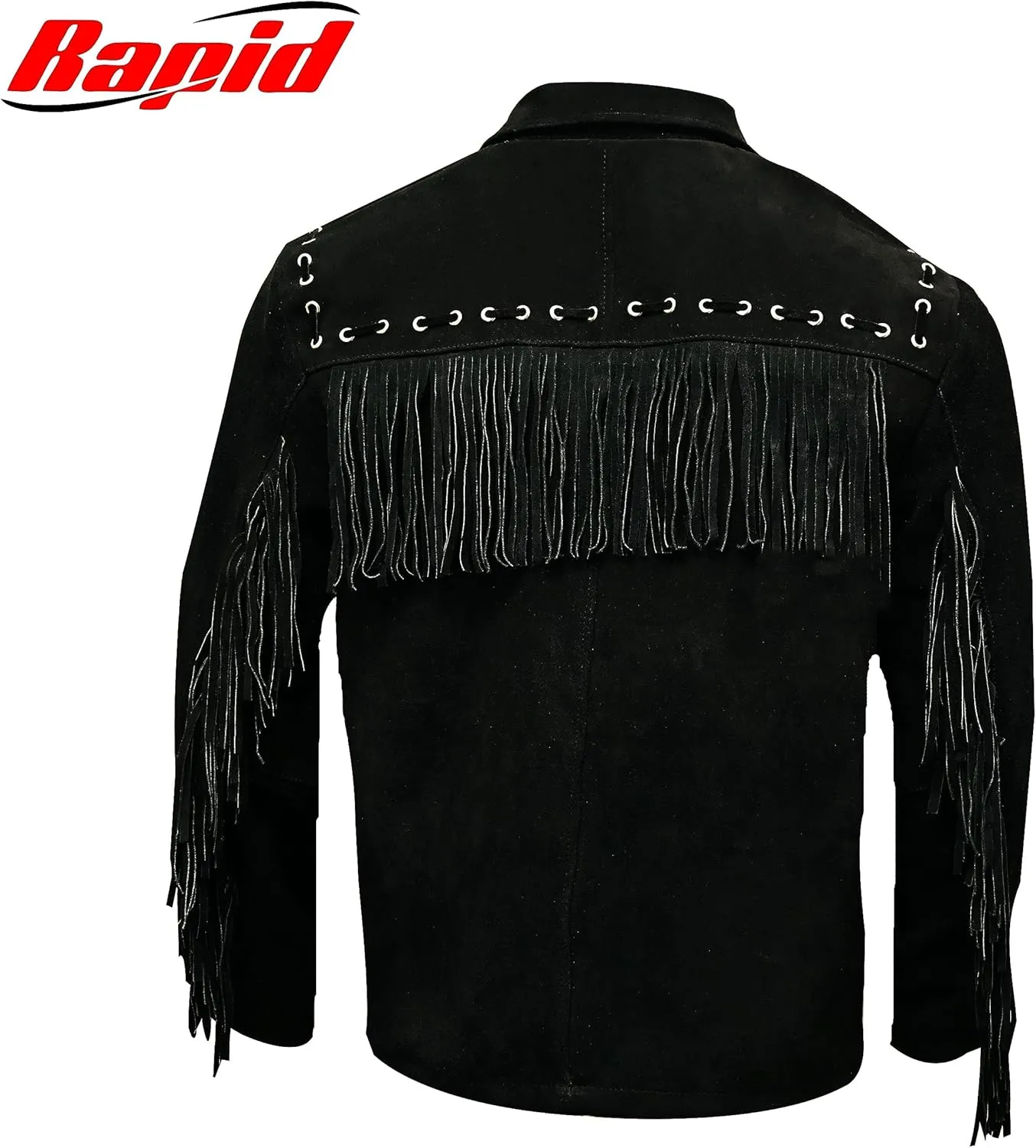 Men's Suede Leather Fringe Jacket, Western Cowboy Coat with Tassel, Fashion Work & Motorcycle Cropped Coat