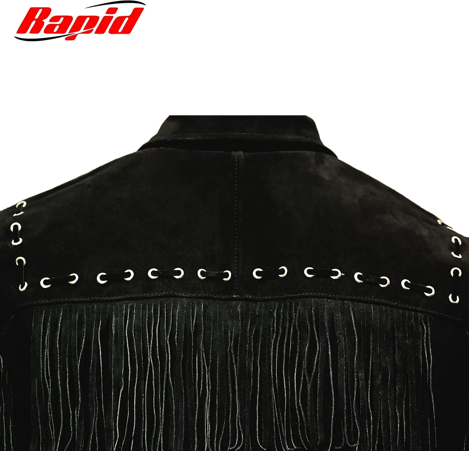 Men's Suede Leather Fringe Jacket, Western Cowboy Coat with Tassel, Fashion Work & Motorcycle Cropped Coat