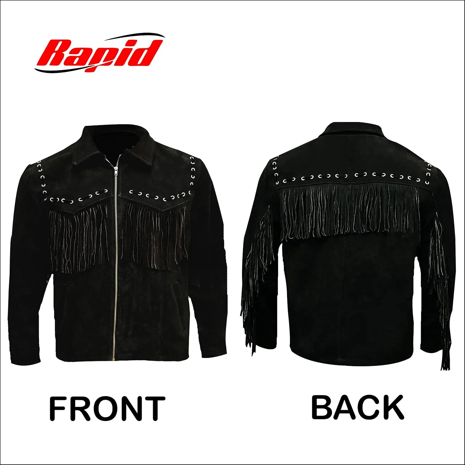 Men's Suede Leather Fringe Jacket, Western Cowboy Coat with Tassel, Fashion Work & Motorcycle Cropped Coat