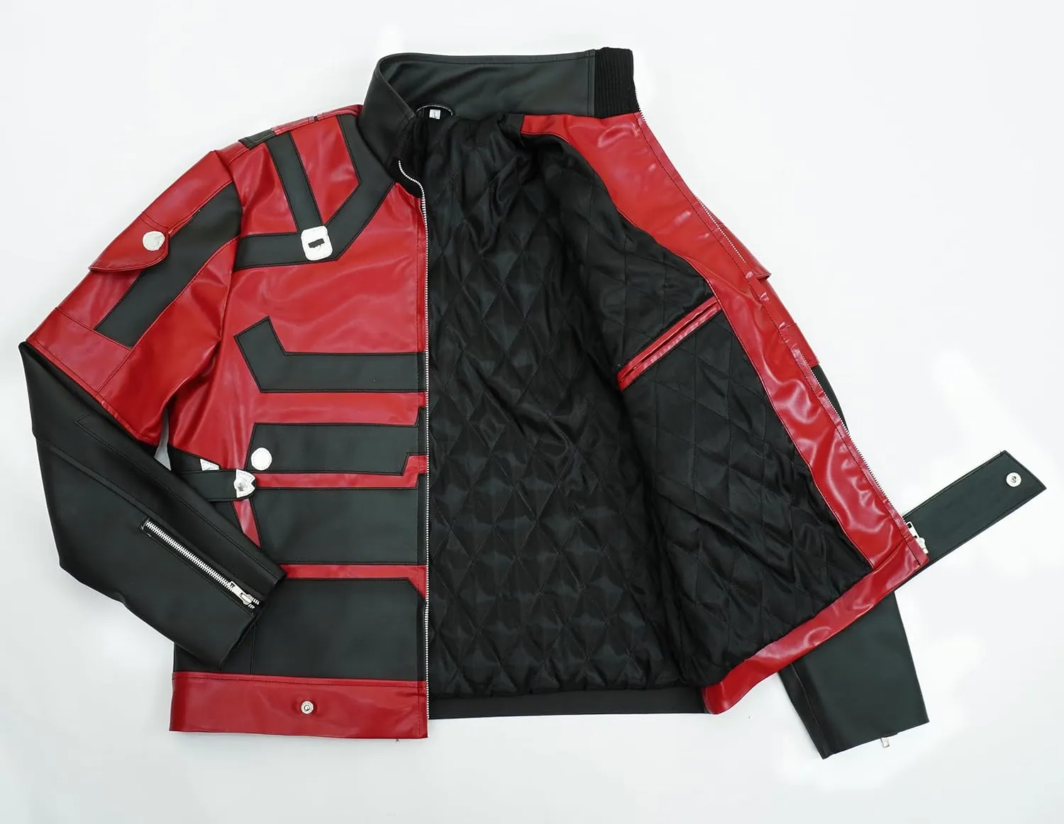 Mens Superhero Cosplay Costume Jacket - Faux Leather Motorcycle Red Jacket For Men