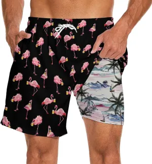 Mens Swim Trunks with Compression Liner 2 in 1 Quick-Dry Swim Shorts Men Board Shorts Swimwear for Swimming Beach