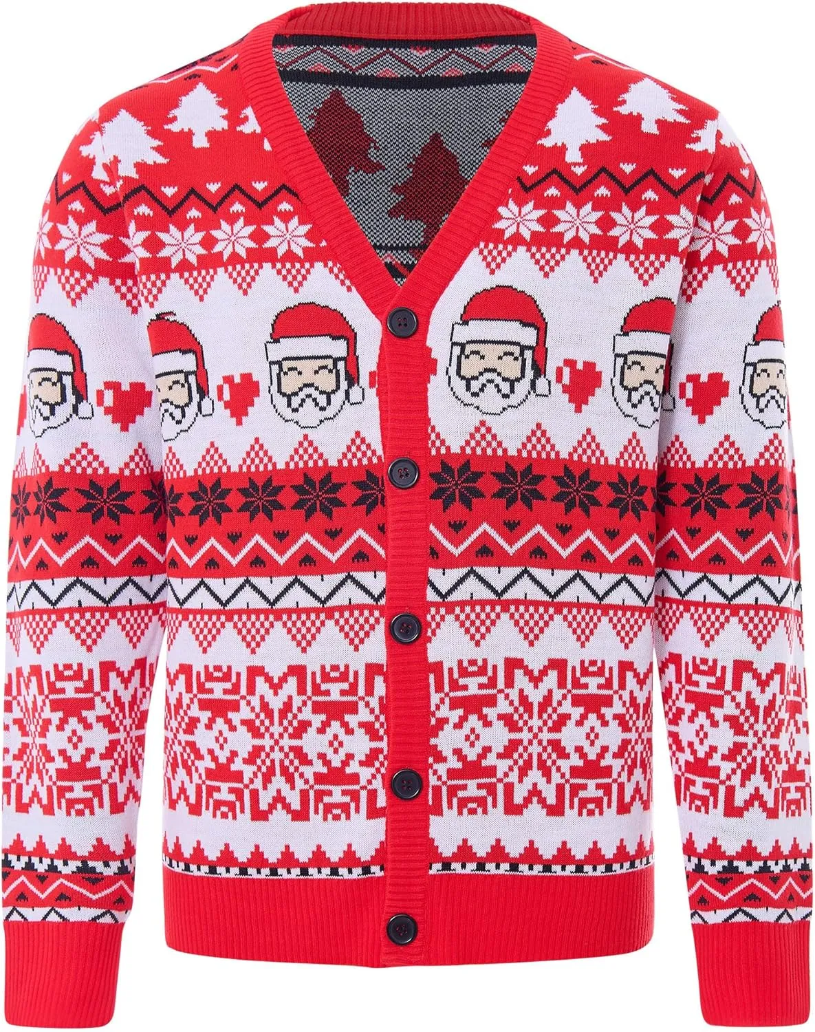 Men's Ugly Christmas Sweater Button Down Long Sleeve Knit Cardigan