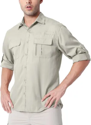 Men's UPF 50  UV Long Sleeve Sun SPF Protection Button Down Quick Dry Shirts Cooling Fishing Breathable for Safari Hiking