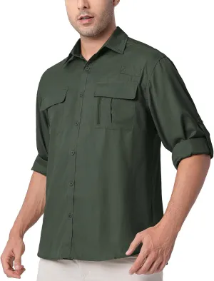Men's UPF 50  UV Long Sleeve Sun SPF Protection Button Down Quick Dry Shirts Cooling Fishing Breathable for Safari Hiking
