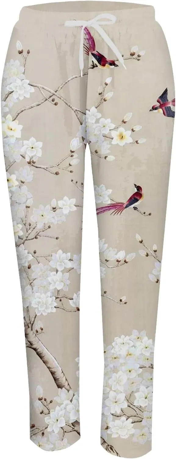 Mid Rise Cropped Linen Pants Summer Length Pants for Women Plus Size Wide Leg Palazzo Pants