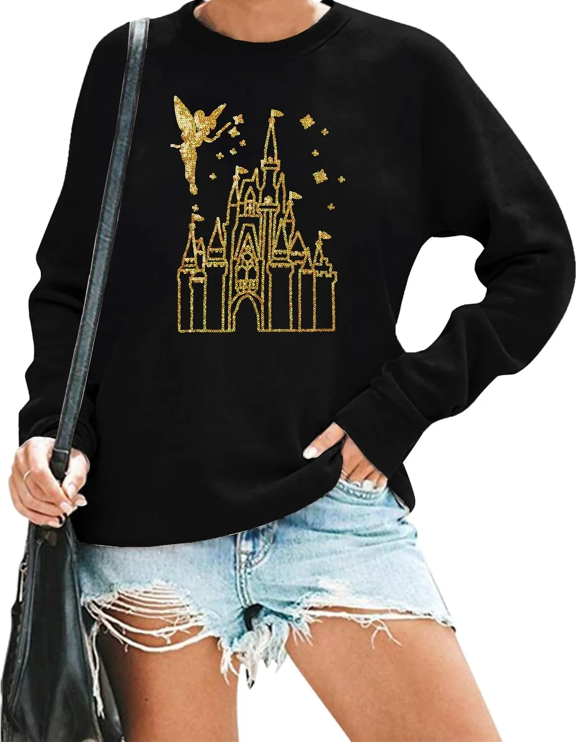 MNLYBABY Magic Kingdom Sweatshirt Women Magical Castle Shirt Cute Fairy Pullover Family Vacation Shirts Long Sleeve Tops