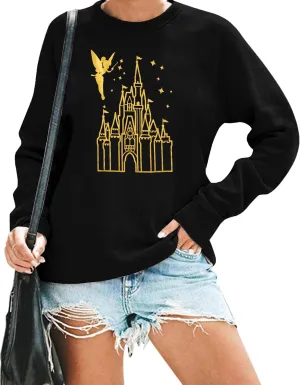 MNLYBABY Magic Kingdom Sweatshirt Women Magical Castle Shirt Cute Fairy Pullover Family Vacation Shirts Long Sleeve Tops