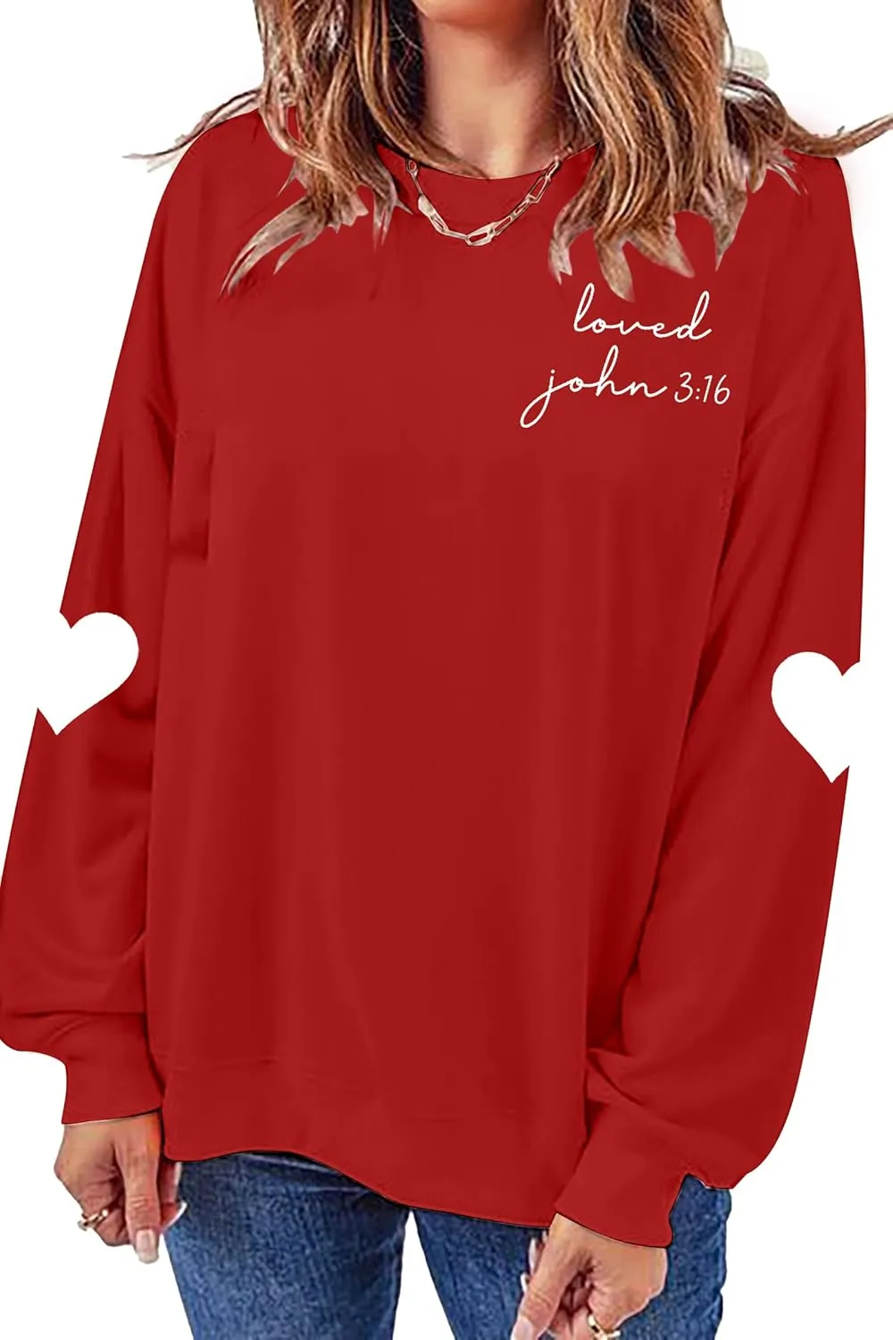 MOUSYA Love Sweatshirts Women Love Heart Graphic Shirts Valentine Shirt Casual Long Sleeve Pullover Tops