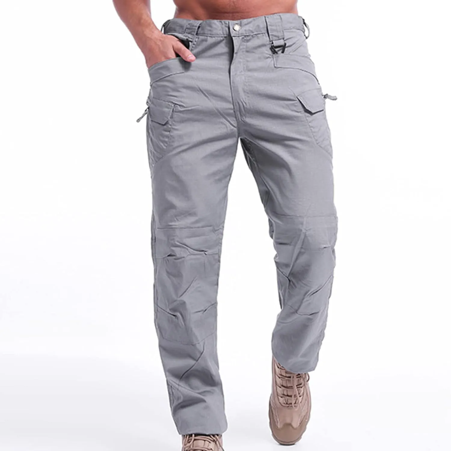 Muscularfit Cargo Pants Men Camouflage Buckle Zipper Straight Tooling Trousers Multi Pockets Causal Cotton Outdoor Sweatpant
