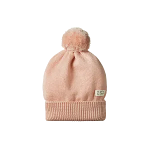 Nature Baby Alpine Pom Pom Beanie - Rose Dust