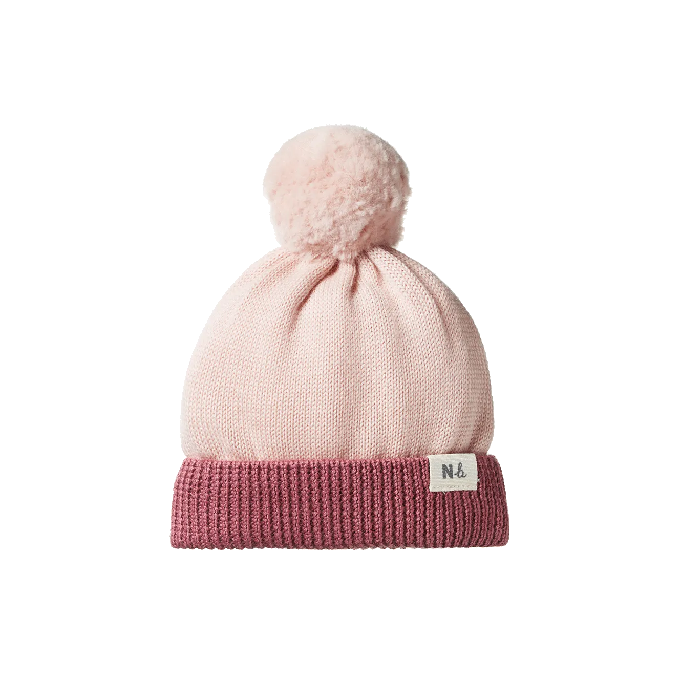 Nature Baby Alpine Pom Pom Beanie - Rose Dust/Rhubarb
