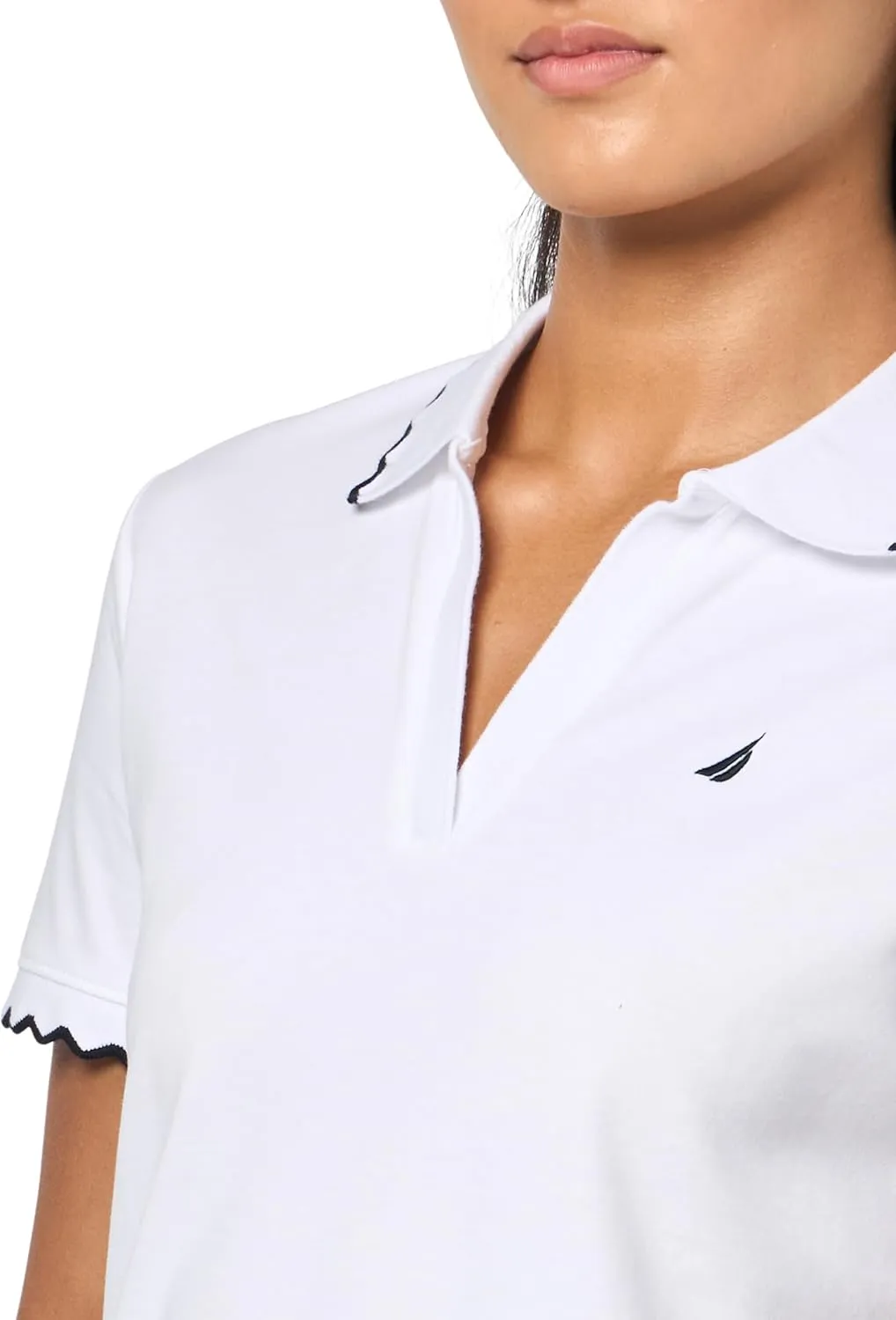 Nautica Women's Short Sleeve Scalloped Polo
