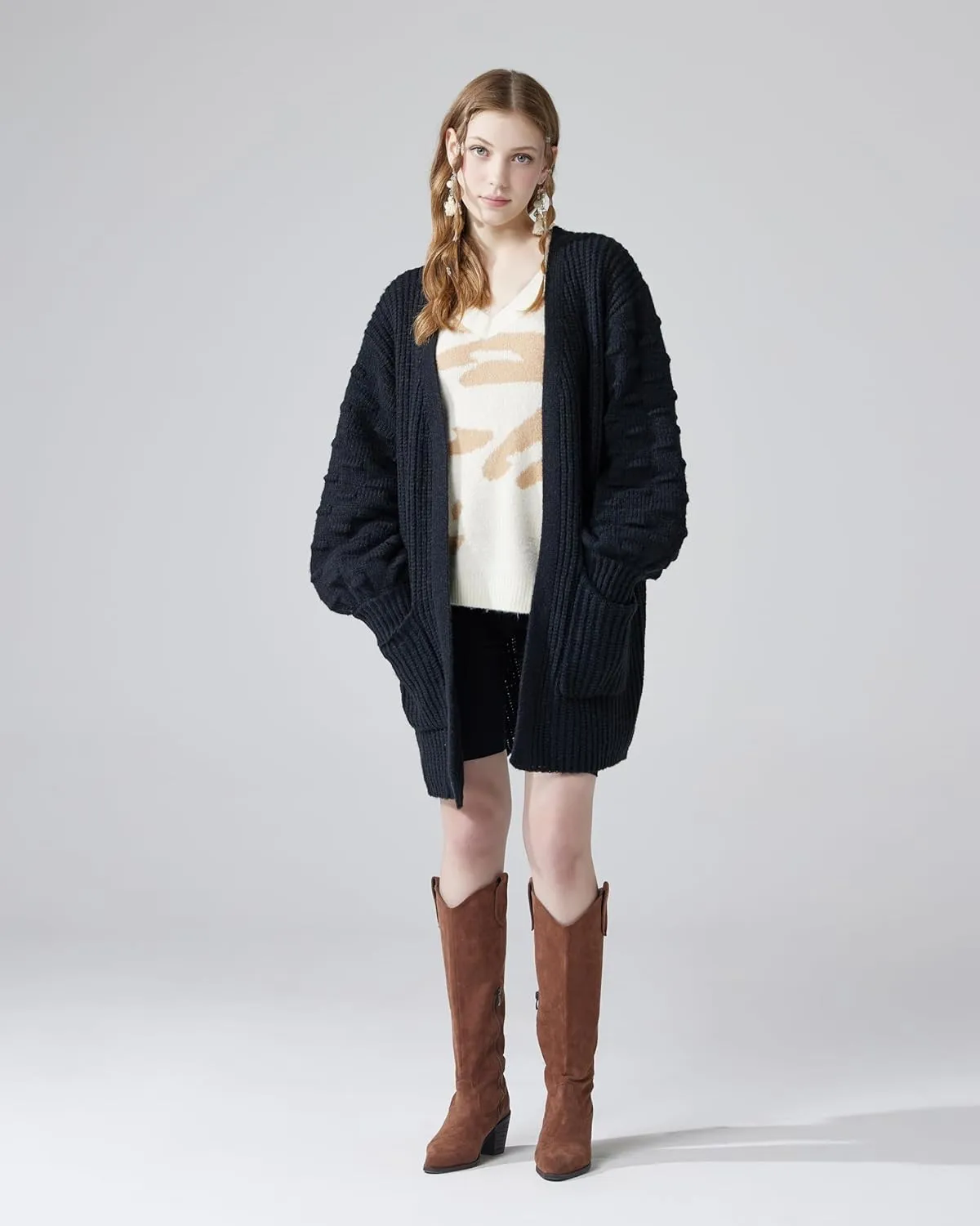 noflik Women's Oversized Sweater Cardigan with Pockets