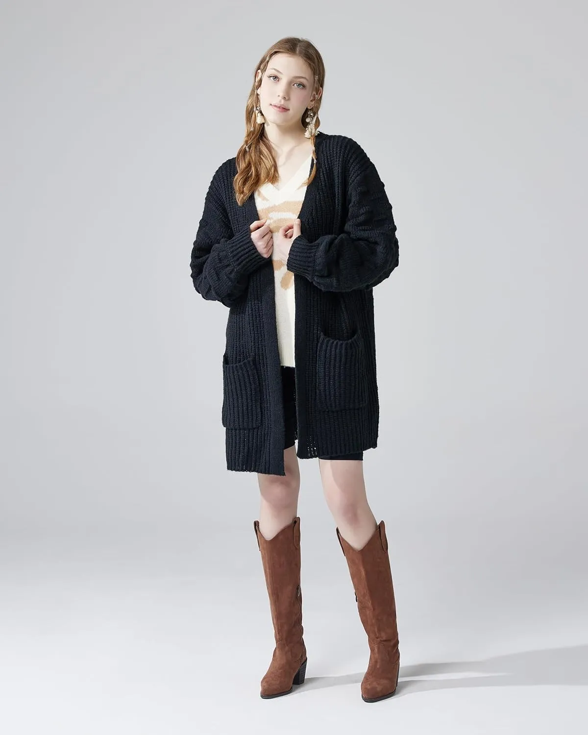 noflik Women's Oversized Sweater Cardigan with Pockets