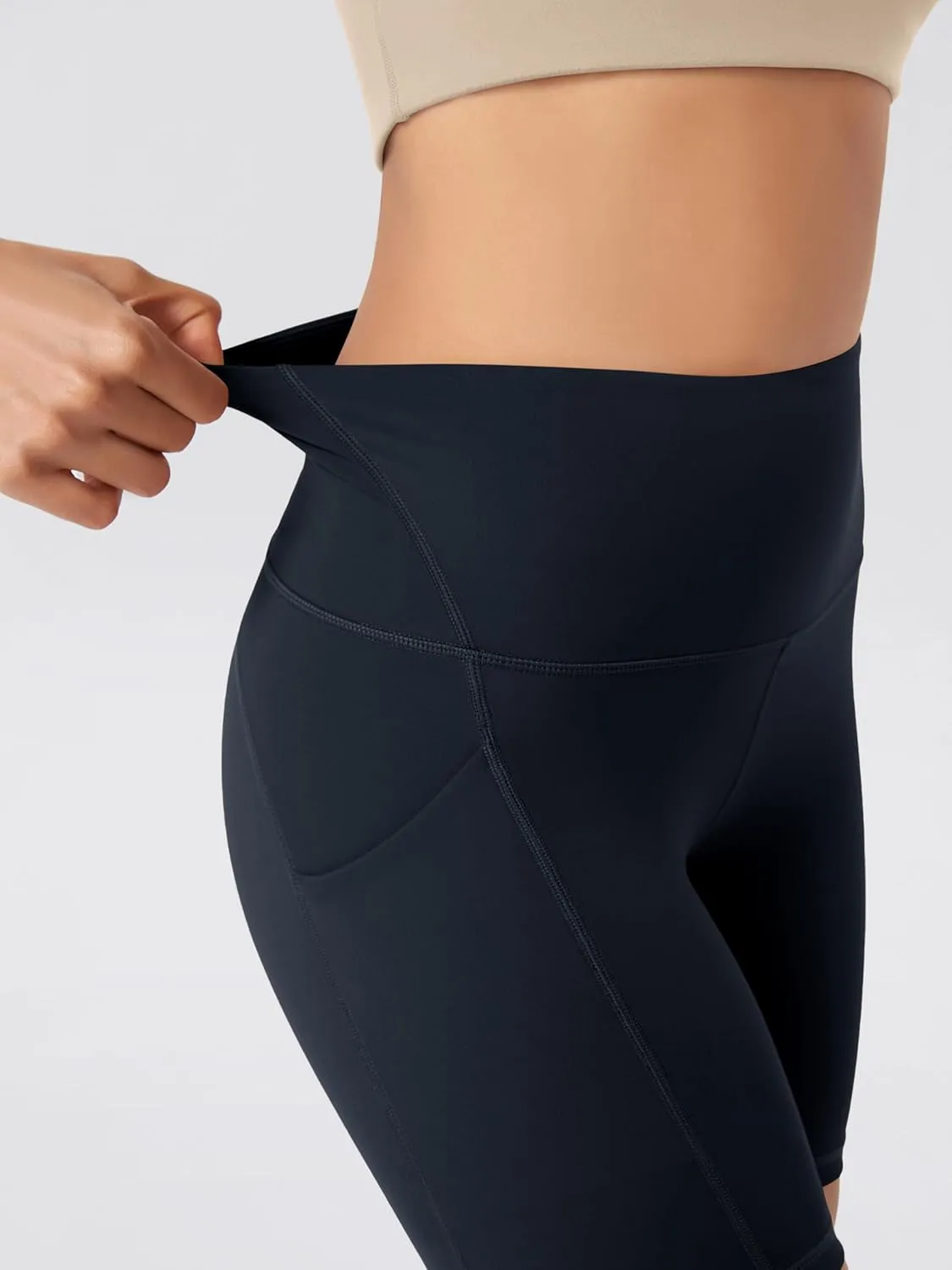 ODODOS 2-Pack High Waist Workout Shorts with Pockets for Women 6"/8" Inseam Tummy Control Gym Athletic Biker Shorts