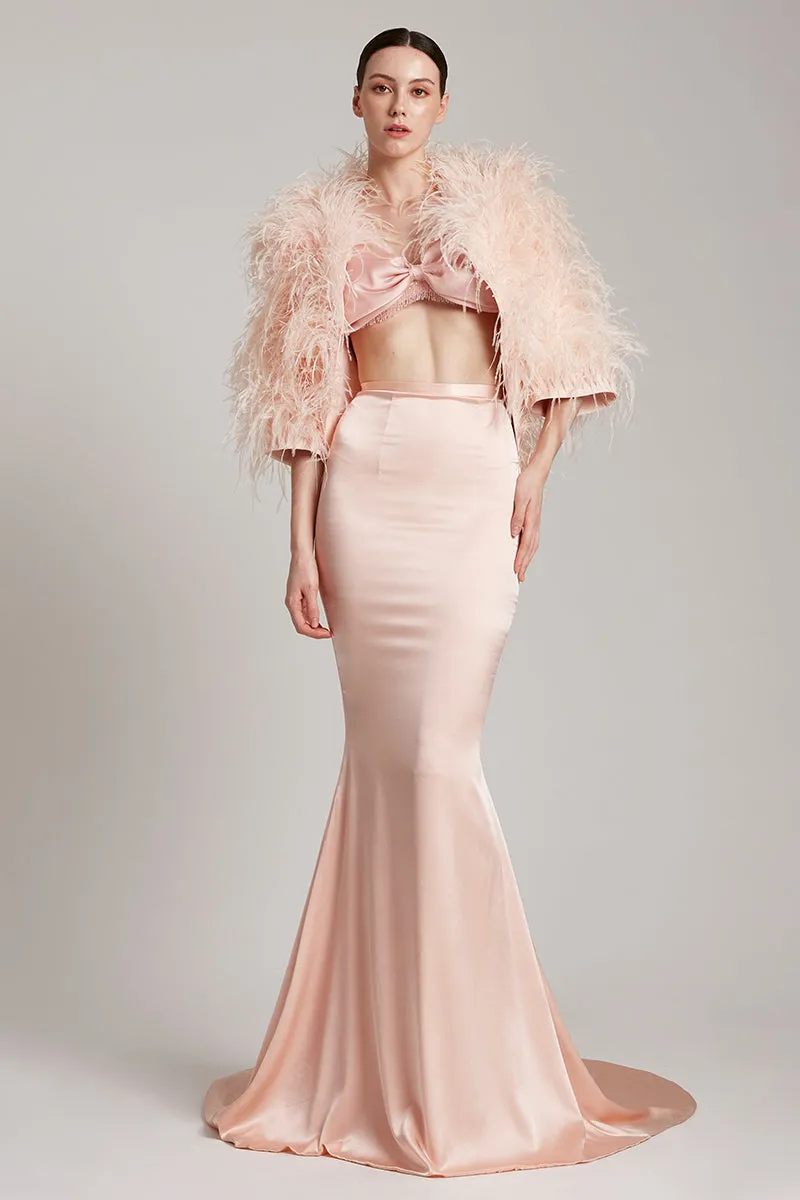 Ostrich Feather Bolero in Blush Pink