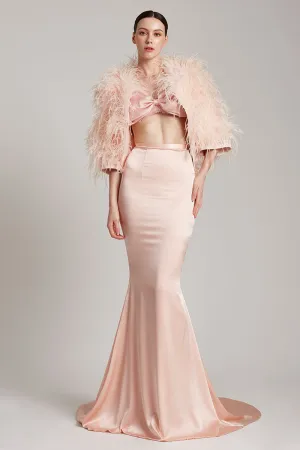 Ostrich Feather Bolero in Blush Pink