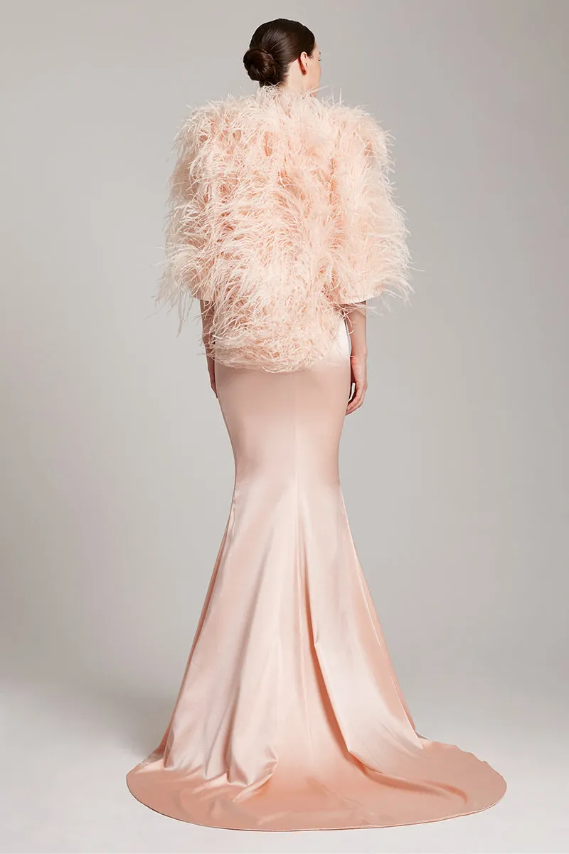 Ostrich Feather Bolero in Blush Pink