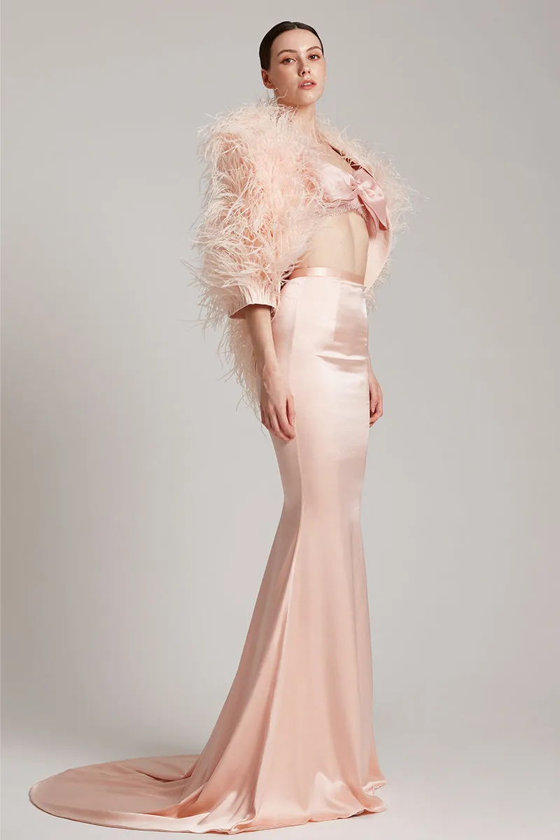 Ostrich Feather Bolero in Blush Pink