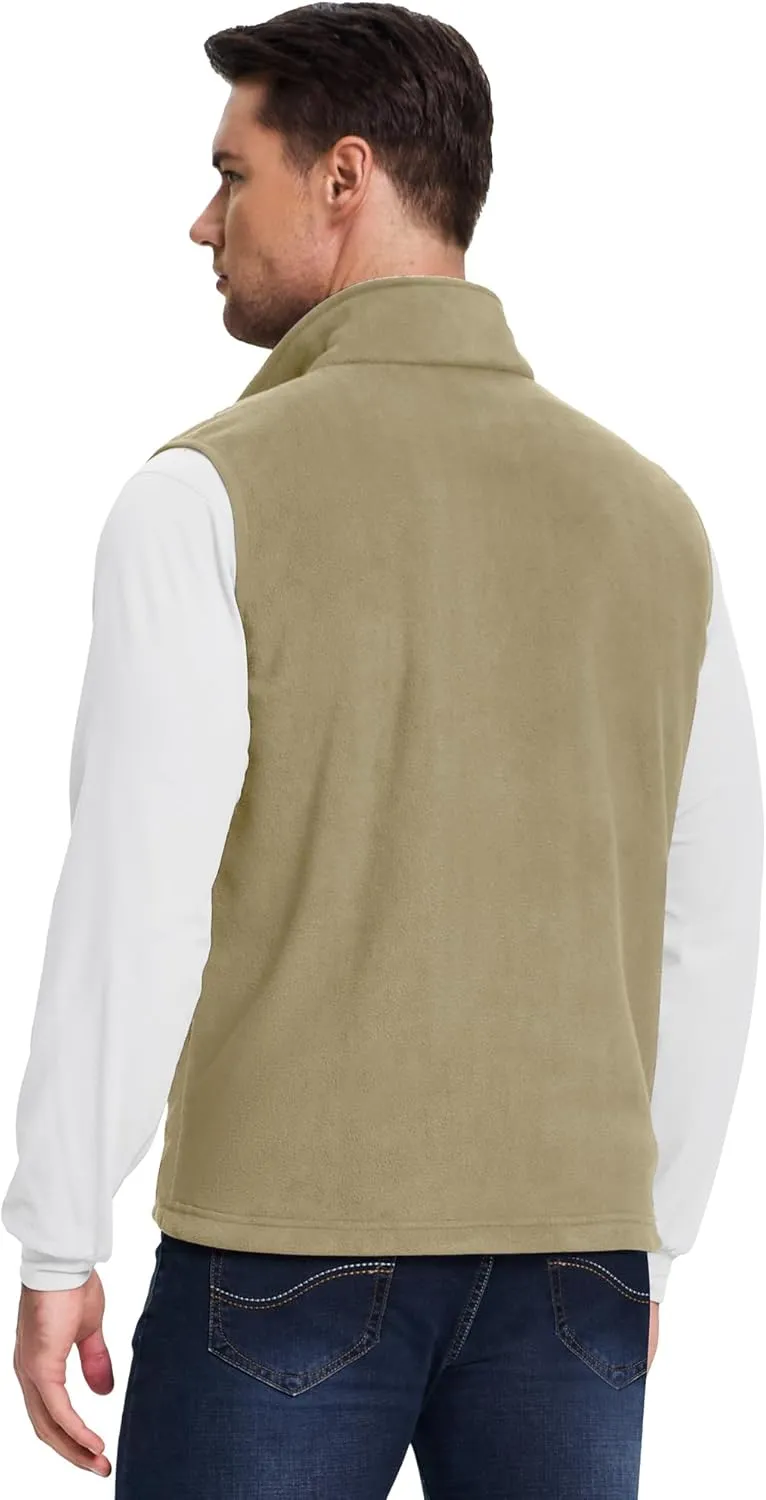 Outdoor Ventures Men's Full-Zip Lightweight Polar Fleece Vest Outerwear with 5 Pockets Warm Winter Sleeveless Jacket Casual