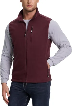 Outdoor Ventures Men's Full-Zip Lightweight Polar Fleece Vest Outerwear with 5 Pockets Warm Winter Sleeveless Jacket Casual
