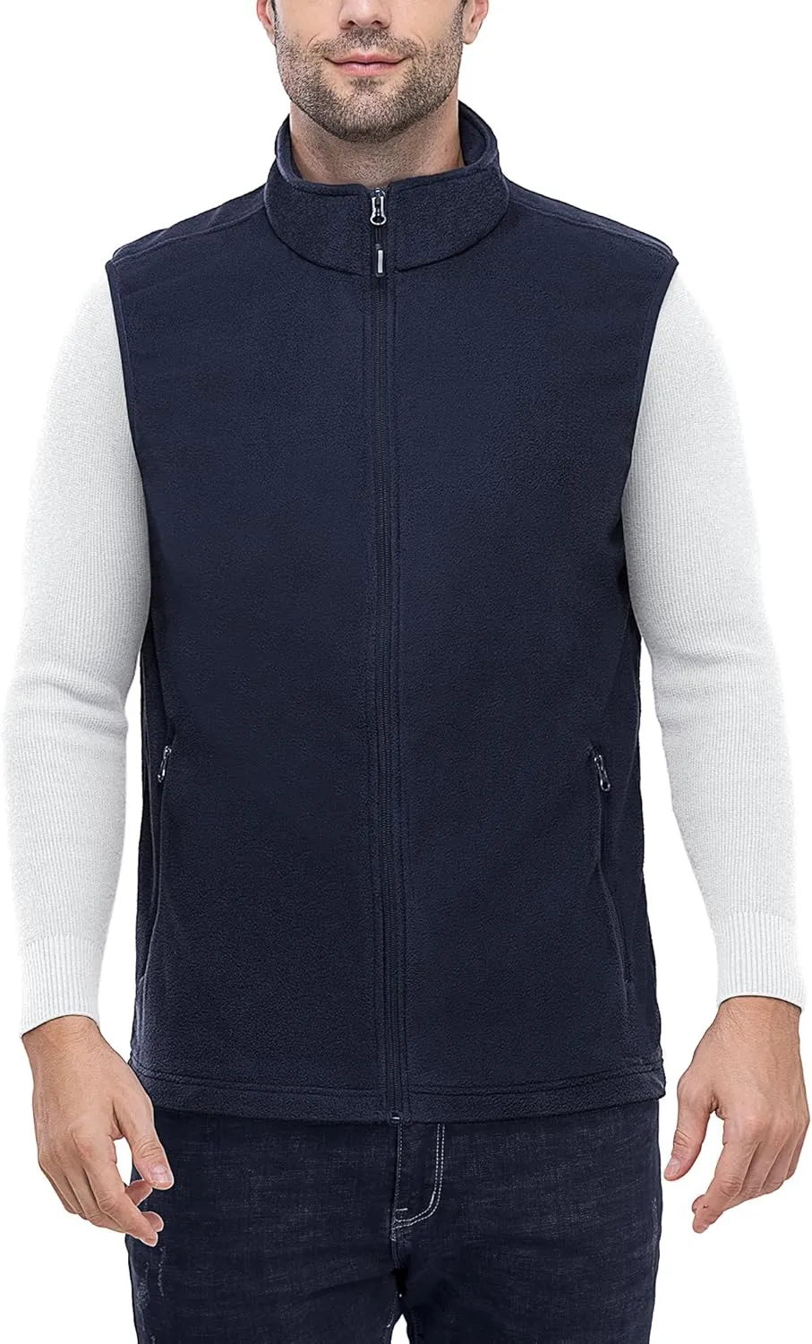Outdoor Ventures Men's Full-Zip Polar Fleece Vest Outerwear Lightweight Warm Casual Sleeveless Jacket for Fall & Winter
