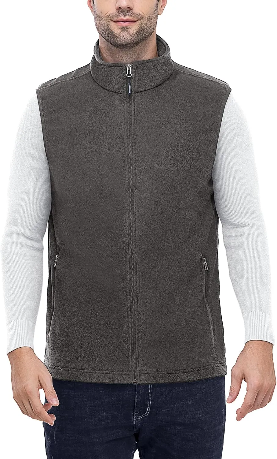 Outdoor Ventures Men's Full-Zip Polar Fleece Vest Outerwear Lightweight Warm Casual Sleeveless Jacket for Fall & Winter