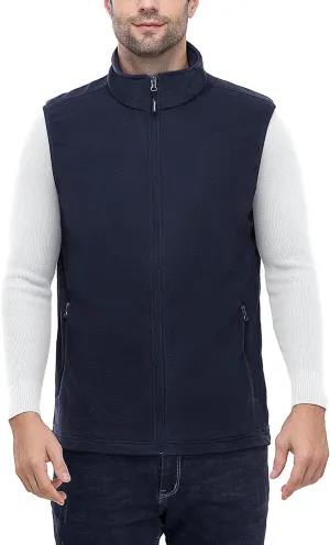 Outdoor Ventures Men's Full-Zip Polar Fleece Vest Outerwear Lightweight Warm Casual Sleeveless Jacket for Fall & Winter