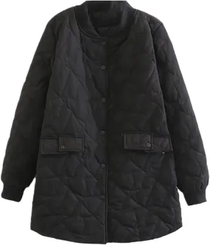 Oversize Women's Winter Padded Jacket Quilted Embroidered Overcoat Mid-Length Cotton Coat Female Outwear