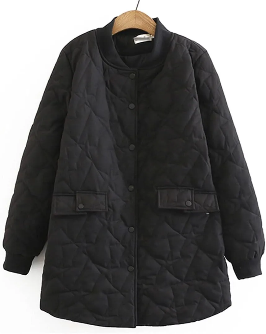 Oversize Women's Winter Padded Jacket Quilted Embroidered Overcoat Mid-Length Cotton Coat Female Outwear