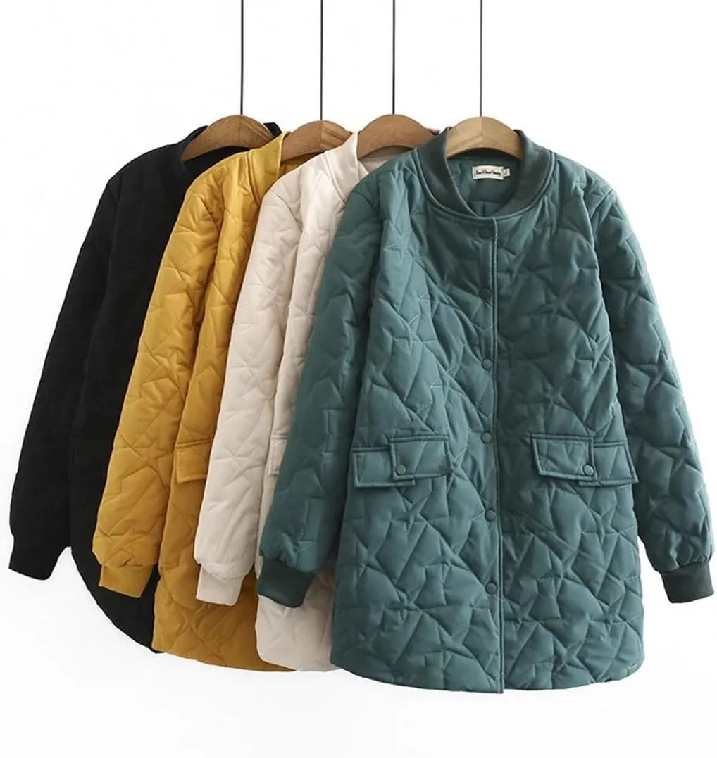 Oversize Women's Winter Padded Jacket Quilted Embroidered Overcoat Mid-Length Cotton Coat Female Outwear