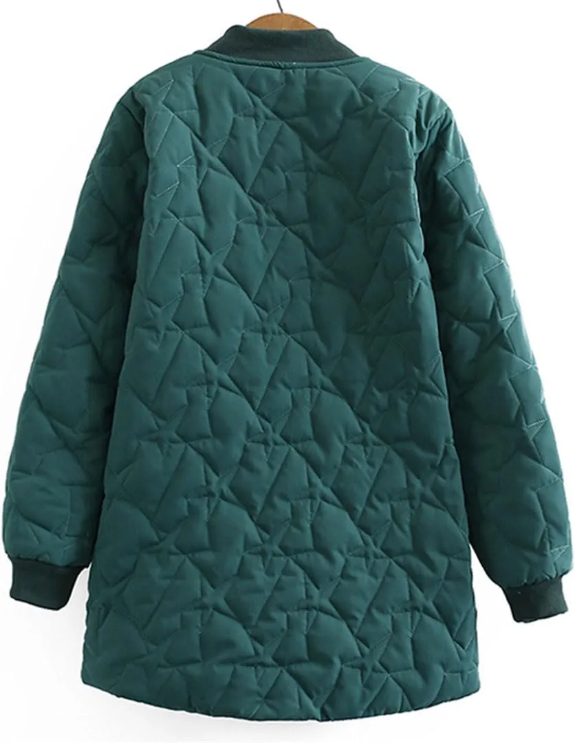 Oversize Women's Winter Padded Jacket Quilted Embroidered Overcoat Mid-Length Cotton Coat Female Outwear