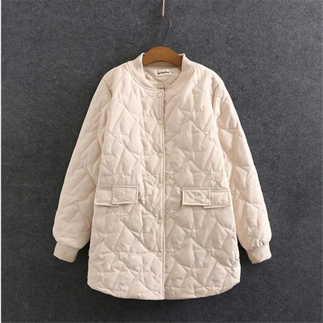 Oversize Women's Winter Padded Jacket Quilted Embroidered Overcoat Mid-Length Cotton Coat Female Outwear