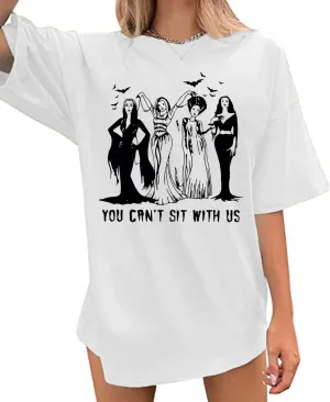 Oversized Ghoul Gang T-Shirt Women You Can't Sit with Us Vintage Goth Queen Graphic Tshirt Halloween Party Fall Top